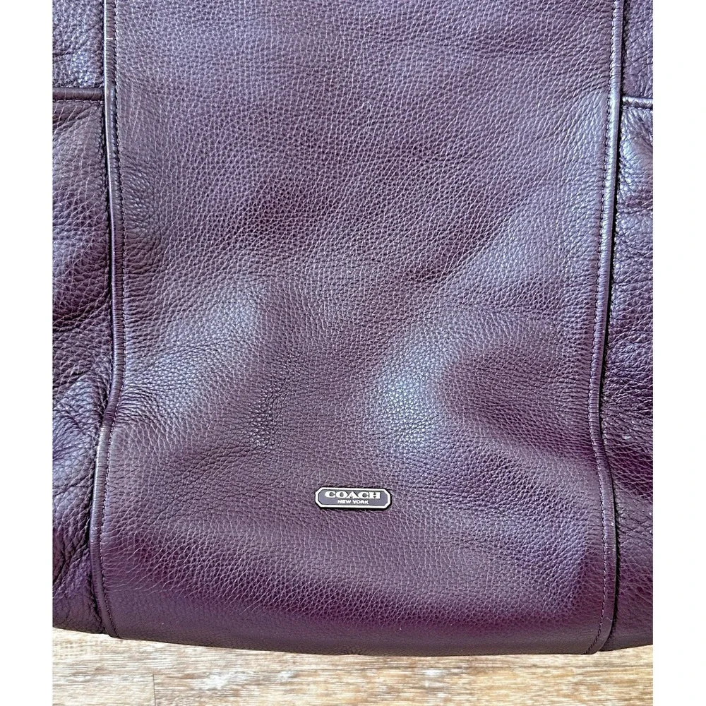 Coach Purse Purple Plum Pebbled Leather Crossbody Hobo Large F31323